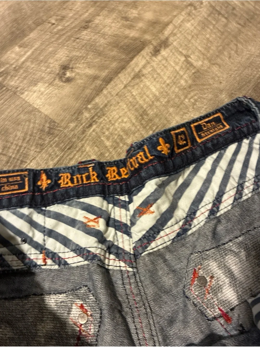 Vintage Rock Revival DAN Straight Jeans Men’s SZ 42 Blue Red Used Rare